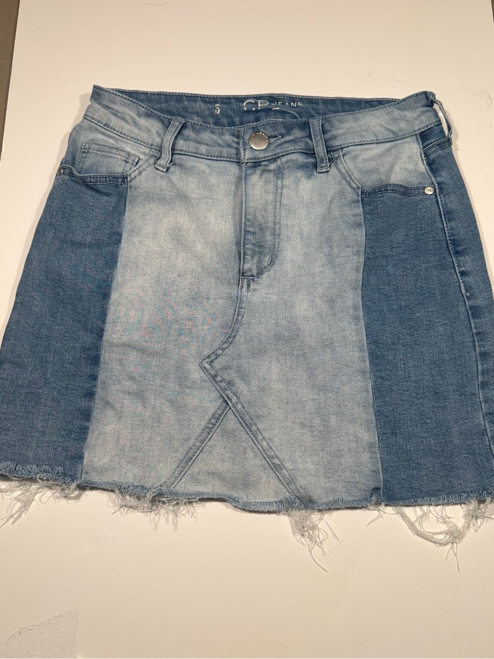 Two-Tone Light Blue Denim Mini Skirt womens size 5